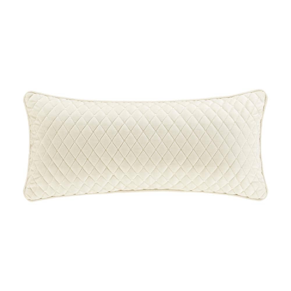 Monica Winter White Polyester Quilted Boudoir Decorative Throw Pillow 15 x 
