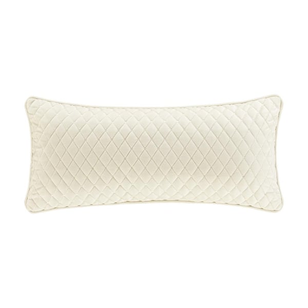 Unbranded Monica Winter White Polyester Quilted Boudoir Decorative Throw Pillow 15 x 20 in.