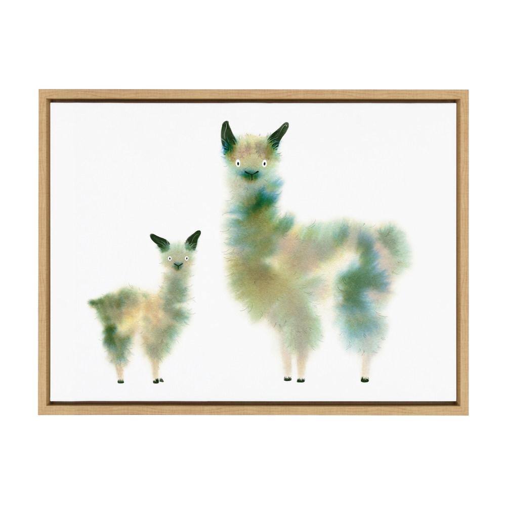 Natural Abstract Alpaca Print on Canvas with Wooden Frame