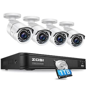 ZOSI 8-Channel 1080p 1TB Hard Drive DVR Security Camera System with 4 ...