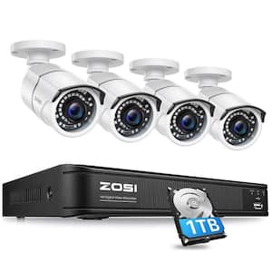 8 Channel 5MP-Lite 1TB DVR Outdoor/Indoor Security Camera System with 4 1080p Wired Bullet Cameras