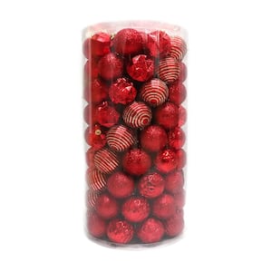 Holiday Traditions 2.3 in. Shatterproof Ornament Red (101-Piece)
