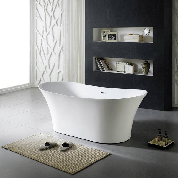 Eviva Skylar 71 in. Acrylic Flatbottom Freestanding Bathtub in White
