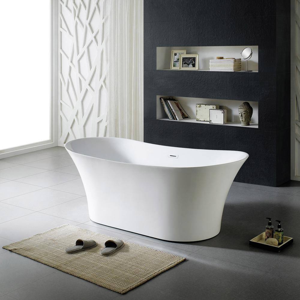 Skylar 71'' White Freestanding Oval Acrylic Bathtub