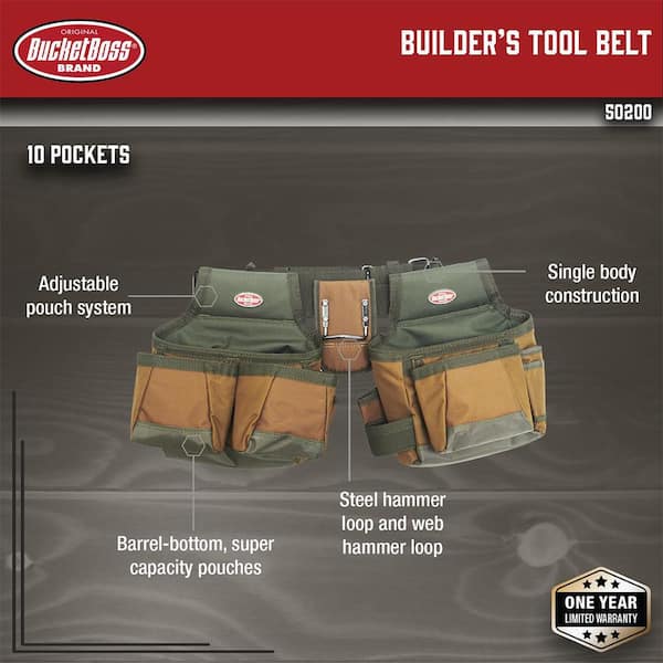 Bucket Boss - Cinturón de herramientas para constructores, cinturones de  herramientas - Serie original (50200), marrón