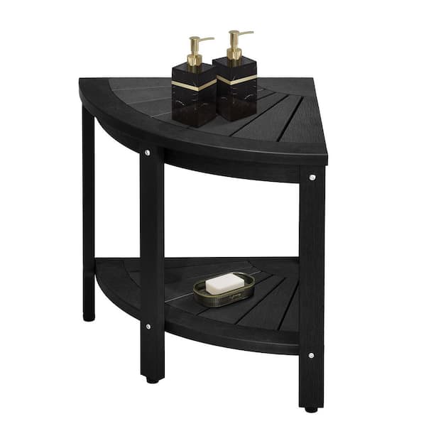 DEXTRUS Black Triangle Patio Plastic Side Table in Black