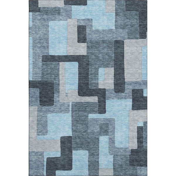Addison Rugs Mayfield Premium Machine Washable Abstract AMF955 Sky 9 ft. x 12 ft. Area Rug