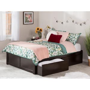 Concord Espresso Queen Platform Bed with Flat Panel Foot Board and 2-Urban Bed Drawers