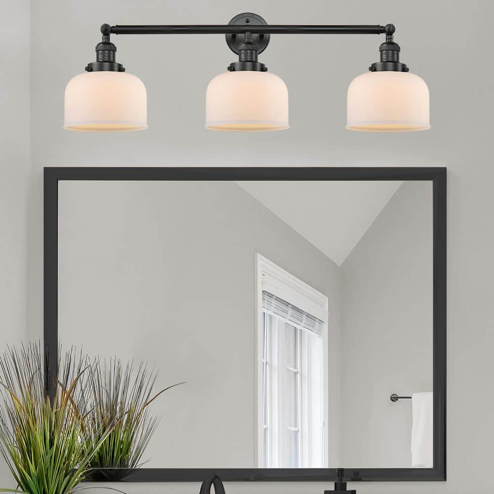 Bell 32 in. 3-Light Matte Black Vanity Light with Glass Shade price history on PriceWatchPro