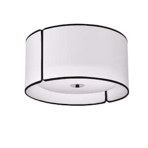 Notched Drum 15 in. 3-Light Matte Black Flush Mount