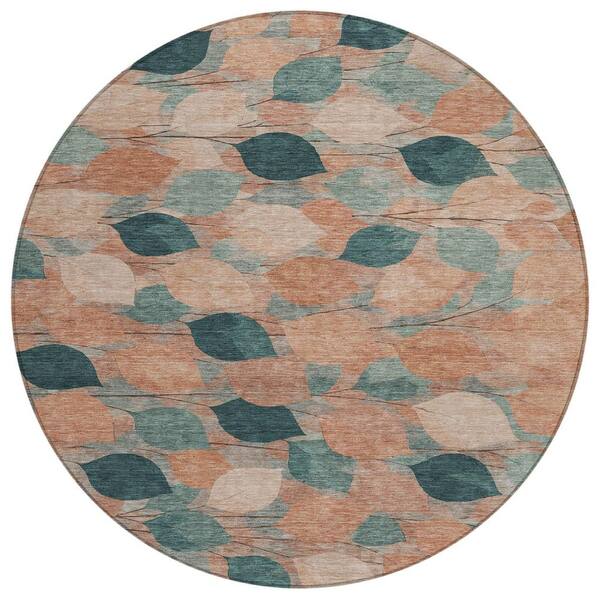 Chantille Machine Washable Indoor/Outdoor Abstract ACN2444 Copper 8 ft. x 8 ft. Round Rug
