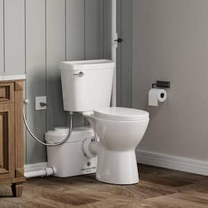 Macerating Toilet 600W White 2-Piece with 19 in. ADA Height for Basement Spaces, 1.6 GPF Single Flush, Round Bowl