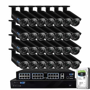 32-Channel 8MP 8TB NVR Security Camera System 24 Wired Bullet Cameras 2.8-12mm Motorized Lens Human/Vehicle Detection
