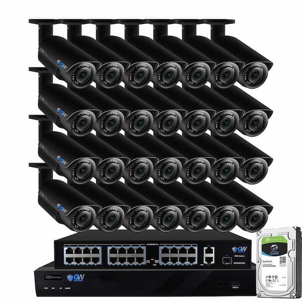 GW Security 32-Channel 8MP 8TB NVR Security Camera System 24 Wired Bullet Cameras 2.8-12mm Motorized Lens Human/Vehicle Detection