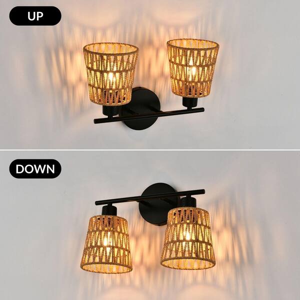 Henveton Nafissa 14.96 in. 2 Light Brown Vanity Light with