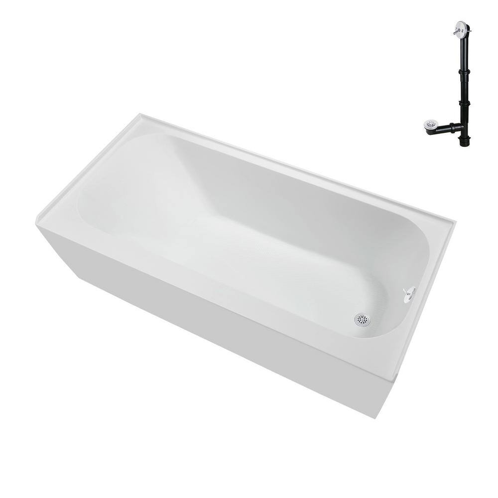 66" Glossy White Acrylic Right-Hand Drain Alcove Bathtub