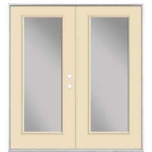 72 in. x 80 in. Golden Haystack Steel Prehung Left-Hand Inswing Full Lite Clear Glass Patio Door without Brickmold