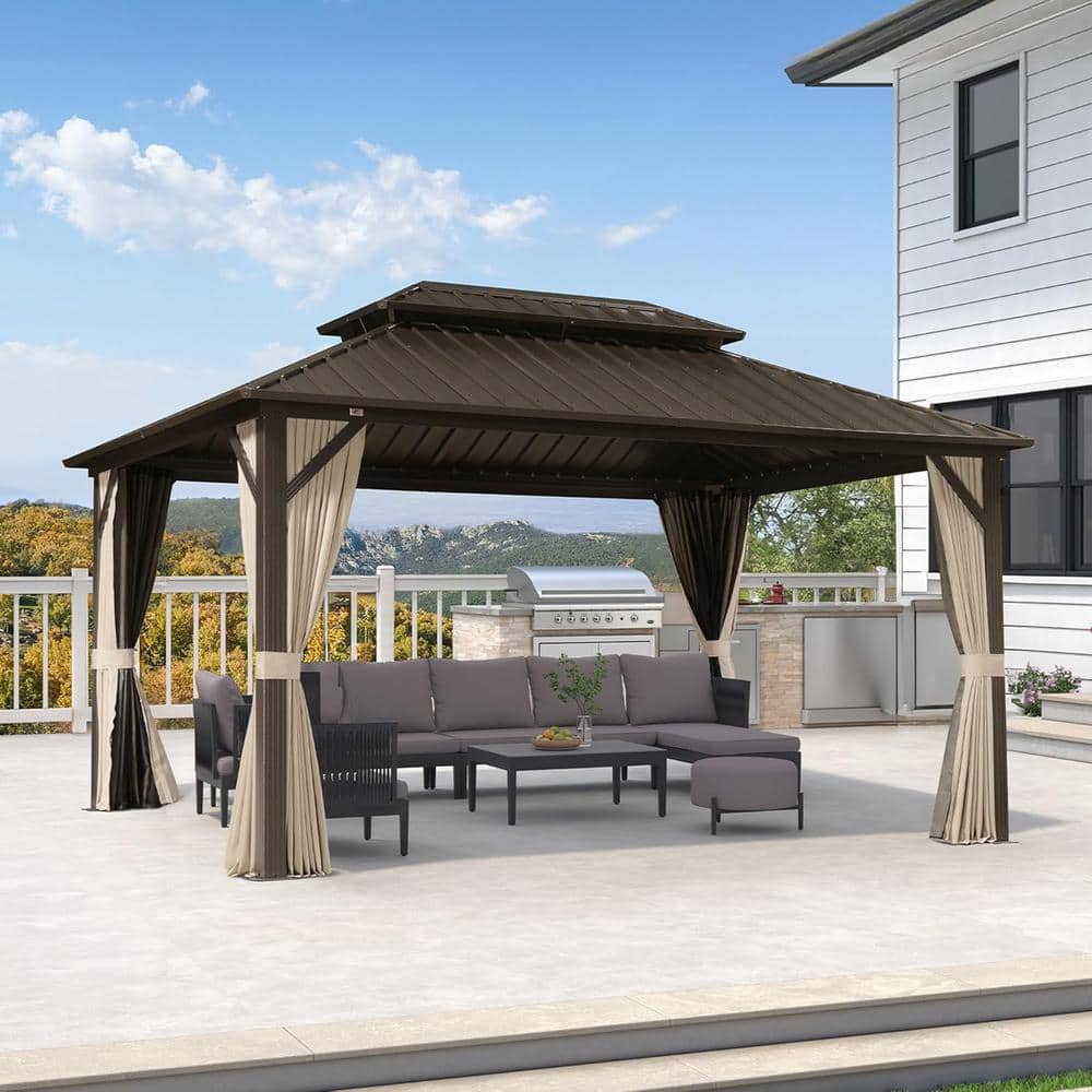 PURPLE LEAF 12 ft. x 14 ft. Bronze Aluminum Outdoor Hardtop Gazebo