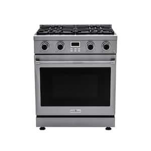 30 in. 4 -Burner Slide-in Gas Range in Stainless with Convection