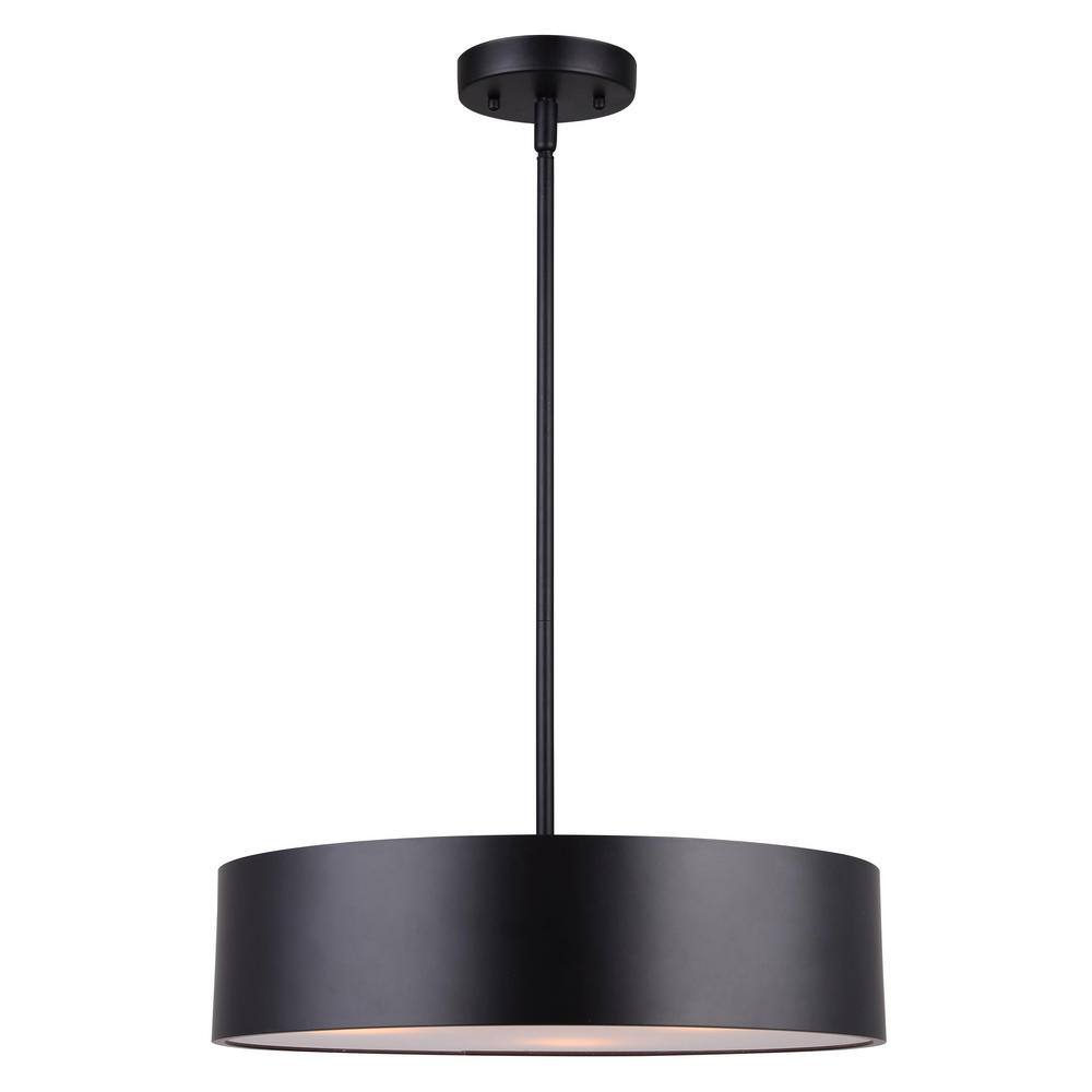 CANARM Dexter 3-Light Matte Black Pendant Light with Metal Shade ...