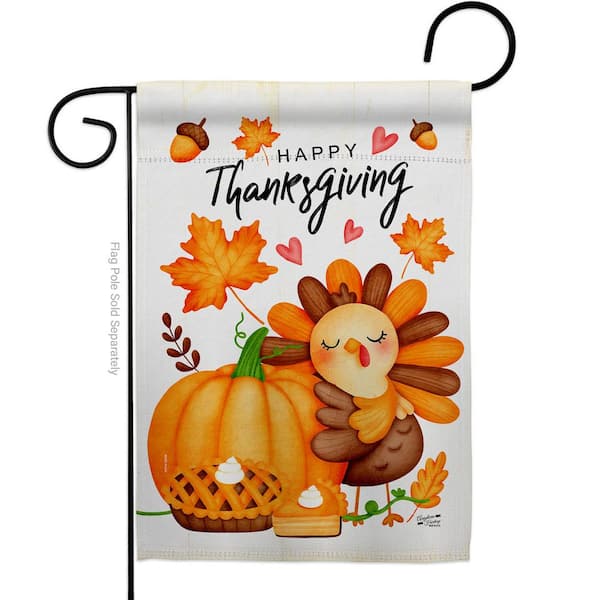 Angeleno Heritage MADE AND DESIGNED LOS ANGELES CALIFORNIA 13 in. x 18.5 in. Happy Cute Turkey Thanksgiving Garden Flag Double-Sided Falltime Decorative Vertical Flags