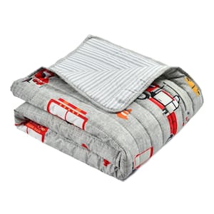 Make A Wish 50 in. x 60 in. Red/Gray Single Fire Truck Throw