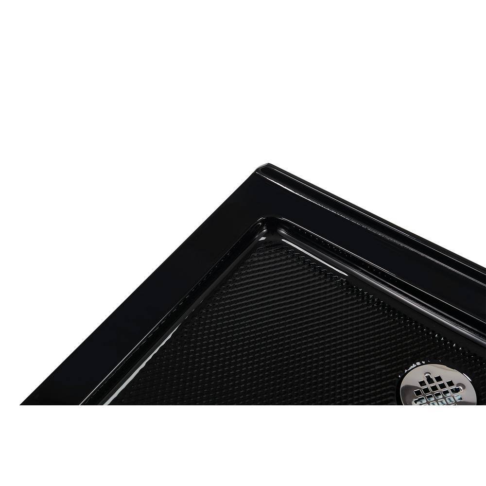 Glossy Black 36'' x 36'' Corner Acrylic Shower Base with Right Drain