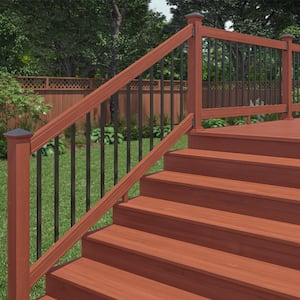 6 ft. Redwood-Tone Southern Yellow Pine Stair Rail Kit with Aluminum Rectangular Balusters