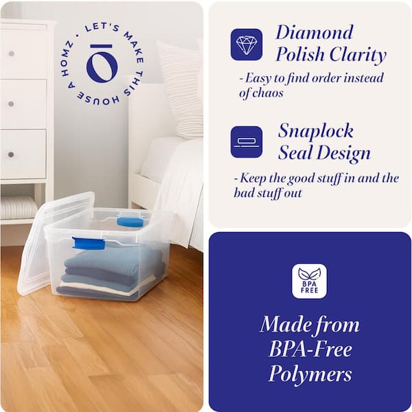 HOMZ 66 qt. Heavy Duty Modular Stackable Storage Containers in