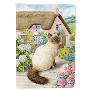 11 in. x 15-1/2 in. Polyester Birman Cat and Cottage 2-Sided 2-Ply Garden Flag