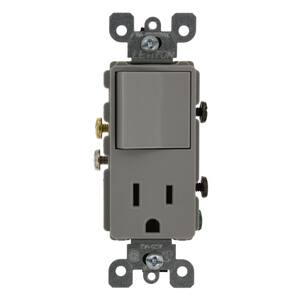 15 Amp Decora Commercial Grade Combination Single Pole Rocker Switch and Receptacle, Gray