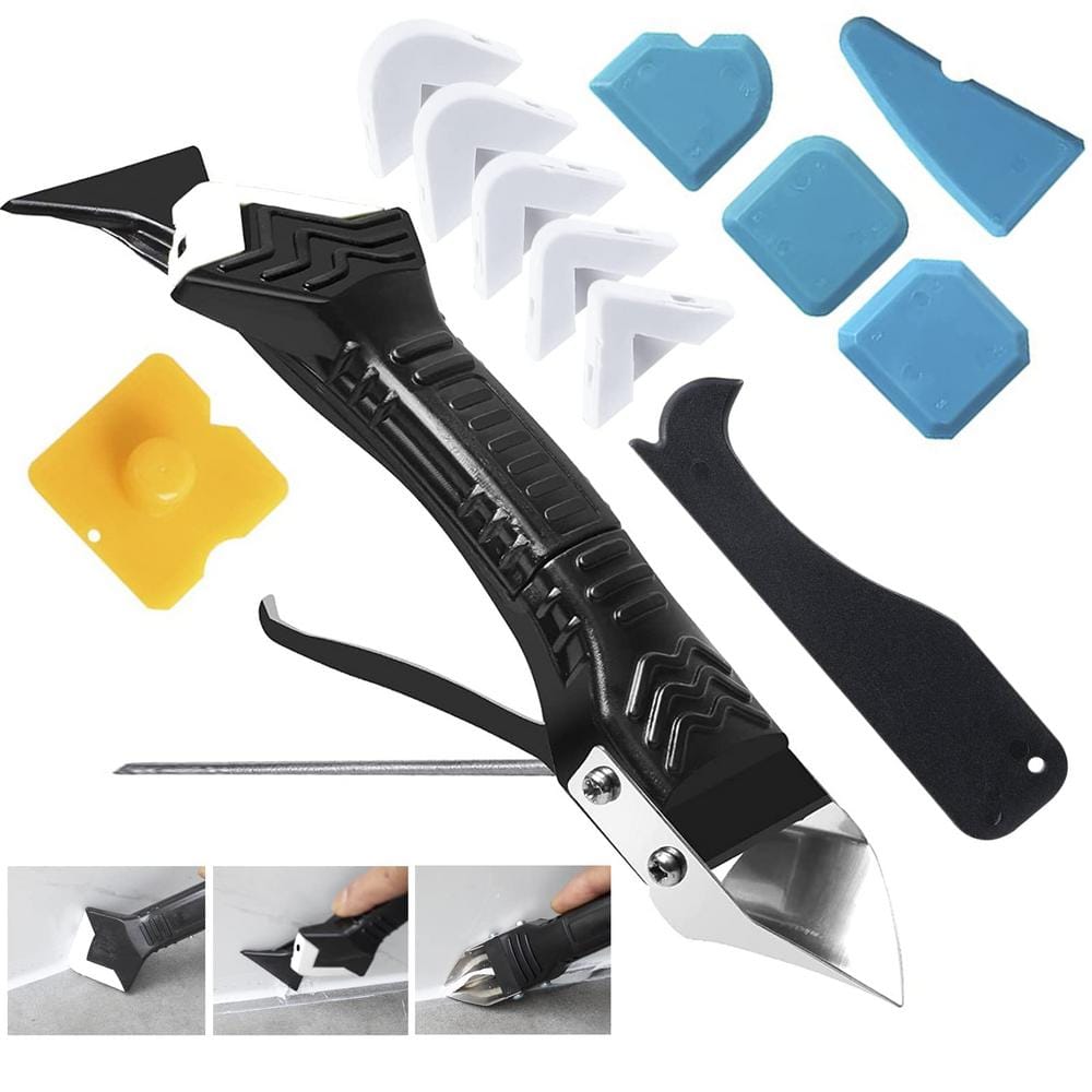 5 in 1 Caulking Sealant Finishing Tool with Grout Scraper, Silicone Caulkin