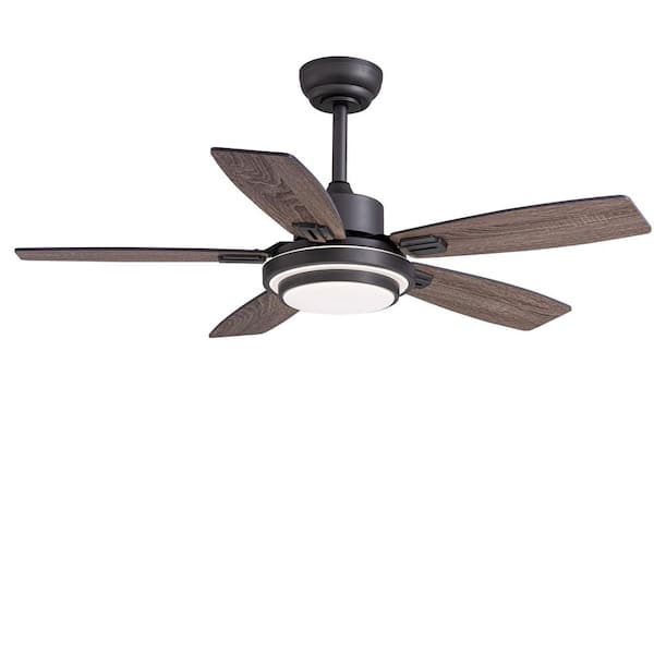 52 in. Indoor Grey Downrod Mount Ceiling Fan with Integrated LED with Remote Control Included