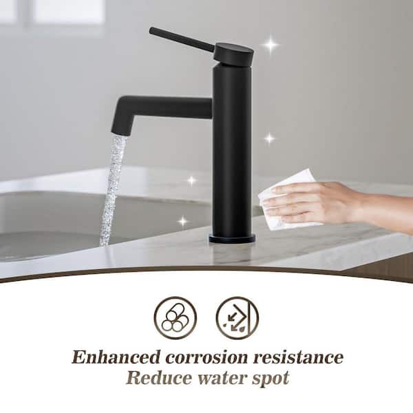 Matte Black Bathroom Faucet – Stainless Steel Single-Handle Sink Faucet With Supply Lines, 1-Hole, 1.2 GPM – For RV, Camper, Farmhouse, Bar