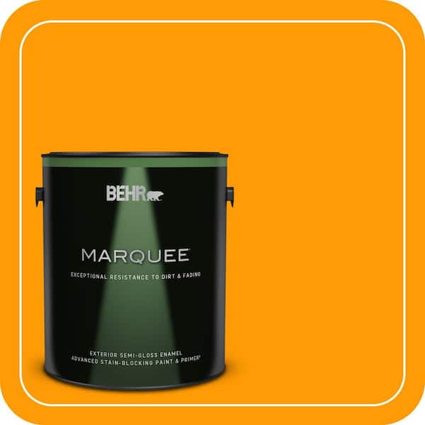 BEHR MARQUEE 1 gal. #S-G-320 Atomic Tangerine Semi-Gloss Enamel Exterior Paint & Primer