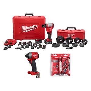 M18 18-Volt Lithium-Ion Force Logic Cordless 1/2 in. - 4 in. Knockout Tool Kit/W Bonus Impact Driver and Step Bits