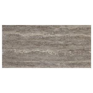 Stonehollow 12 in. x 24 in. Smoky Taupe Glazed Porcelain Floor and Wall Tile Sample