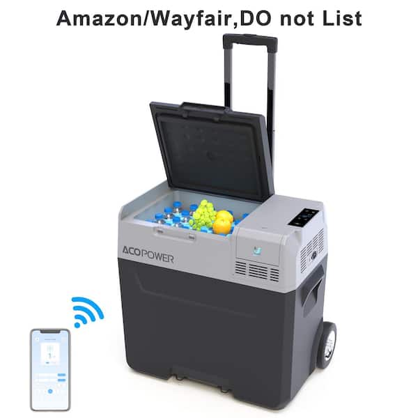 Cesicia 32 qt. Car Freezer Portable Refrigerator with APP Control and 6 in. off-Road Wheels, 12-Volt, 45W Cooler Freezer