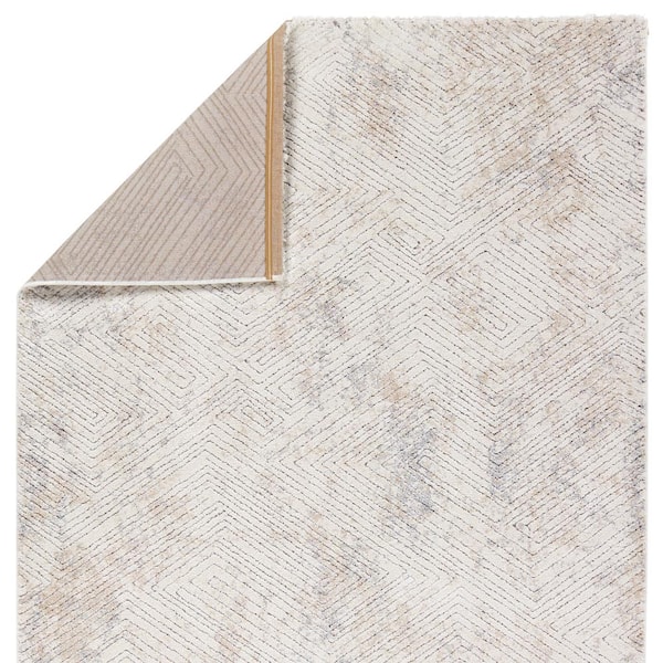 Natrix Cream/Silver 9 ft. x 12 ft. Geometric Area Rug