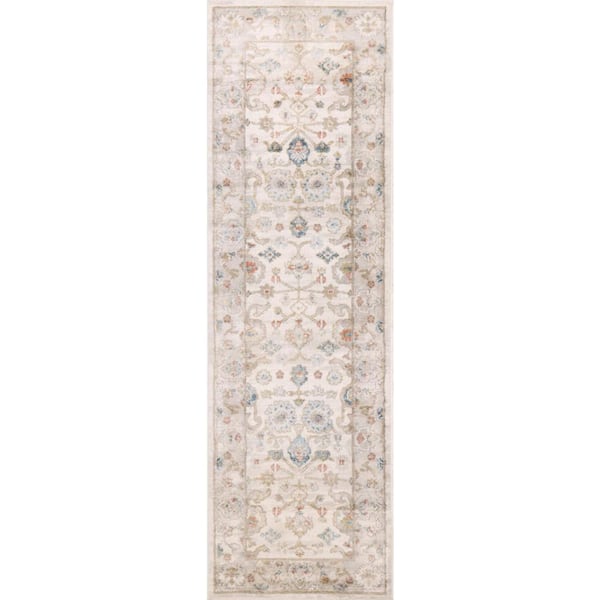 BASHIAN Ashland Ivory 3 ft. x 8 ft. (2 ft. 6 in. x 8 ft.) Geometric Transitional Runner
