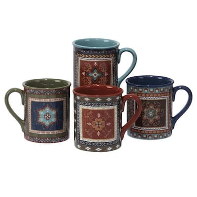 Monterrey 16 oz. Multi-Colored Ceramic Mugs (Set of 4)