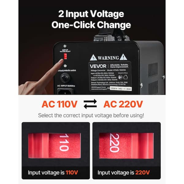 VEVOR Voltage Converter Transformer 1500VA Heavy Duty Step Up/Down