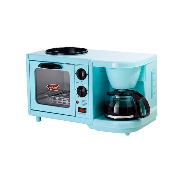 Elite Americana 4-Cup 3-in-1 Blue Drip Coffee Maker with Toaster Oven