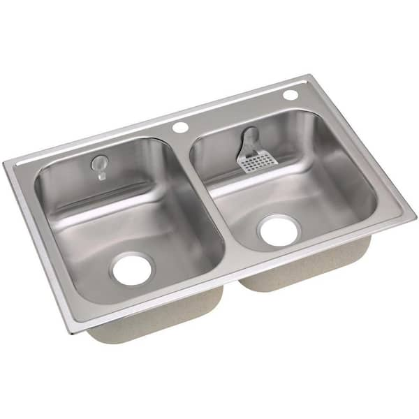 Elkay Magna Drop-In Stainless Steel 33 in. 2-Hole Double Bowl Kitchen Sink