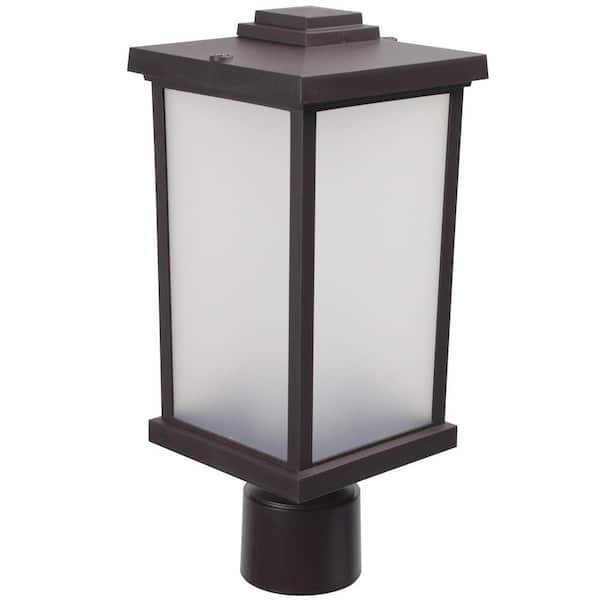 SOLUS 15 in. H x 6.35 in. W Bronze Housing with Frost Acrylic Lens Square Decorative Composite Post Top Light w/4000K LED Lamp