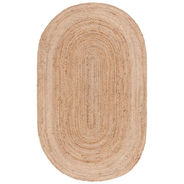 Natural Fiber Beige 5 ft. x 8 ft. Woven Ascending Oval Area Rug