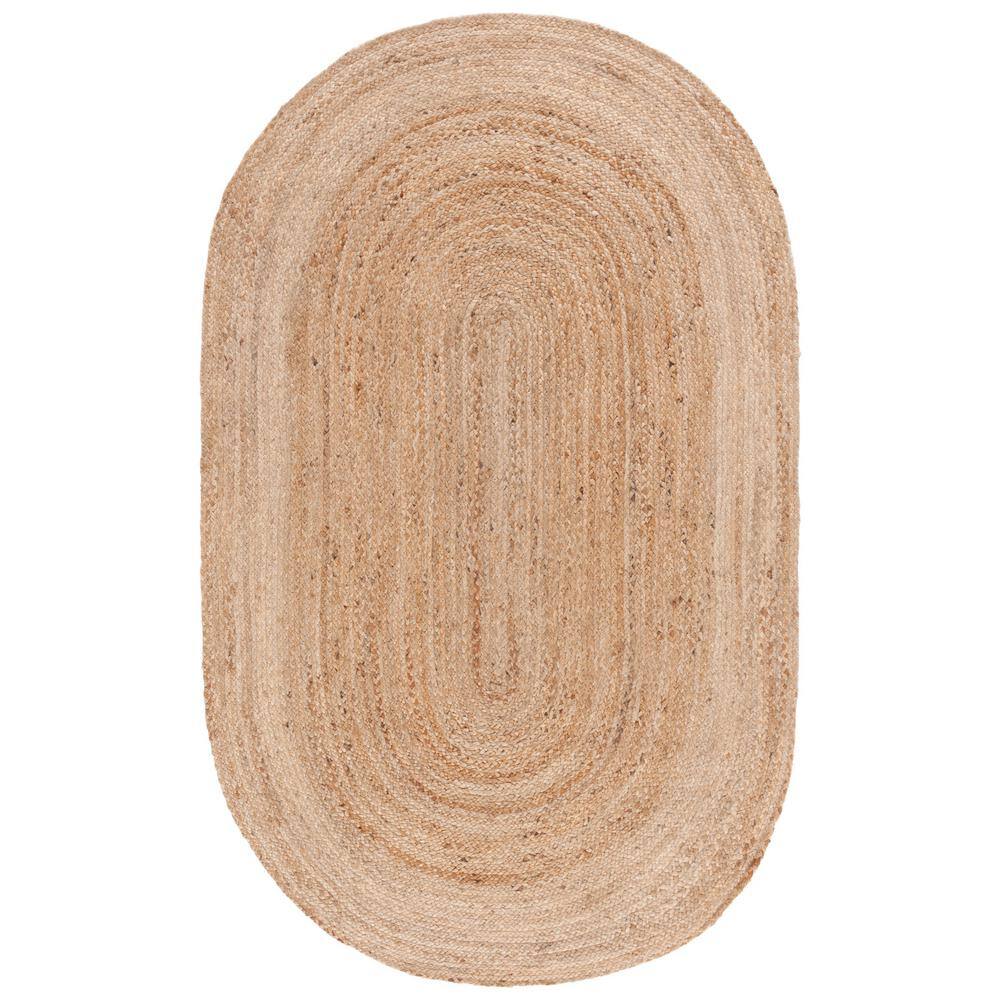 Natural Oval Handmade Braided Jute Area Rug 6' x 9'