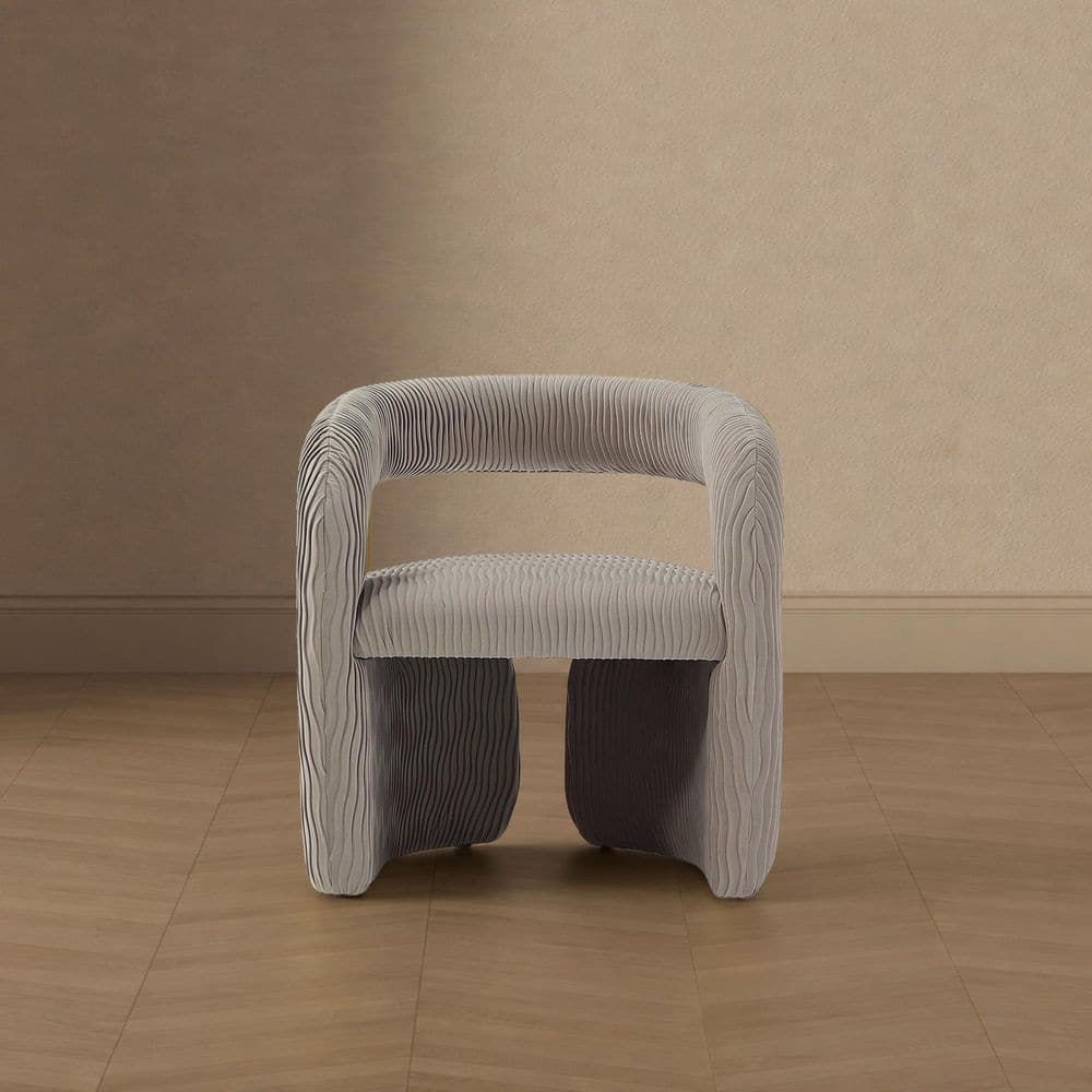 Corvette Modern Dove Velvet Upholstered Accent Armchair