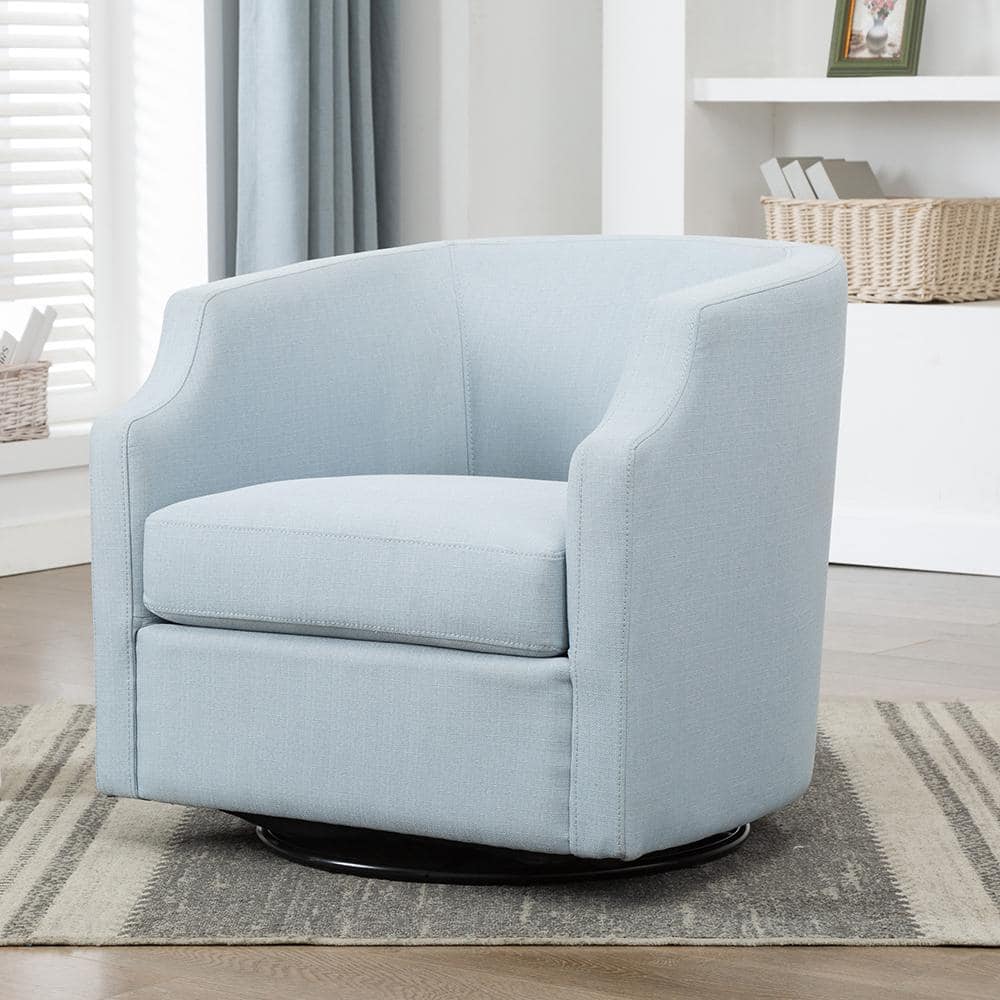 Infinity Sky Blue Polyester Club Chair with Swivel (Set of 1)