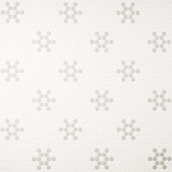 Retro Bianco White and Gray Mod Petal Pattern 12 in. x 12 in. Matte  Porcelain Mosaic Tile (14.55 sq. ft./Case)